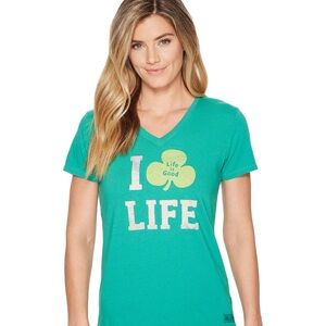 Life Is Good Green Graphic Shamrock Crusher Tee